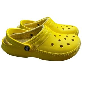 Crocs Fuzzy Lined Yellow Classic Women's 9 Men's 7
